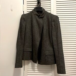 Elie Tahari Herringbone Wool Military style blazer